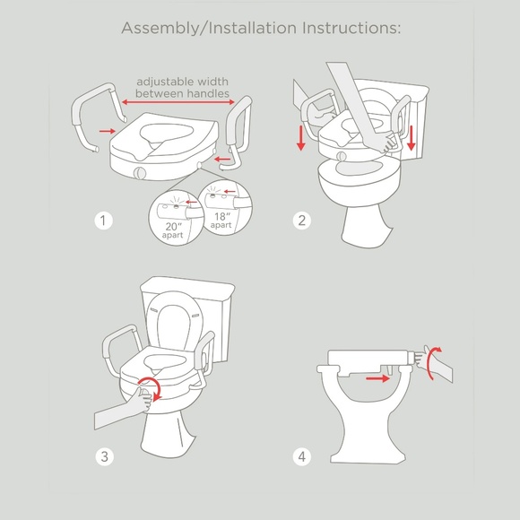 Equate Raised Toilet Seat with Handles, 5" Seat Riser, Fits Most Toilets - Picture 5 of 6
